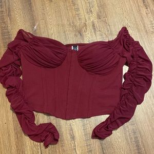 Burgundy Corset off the shoulder top